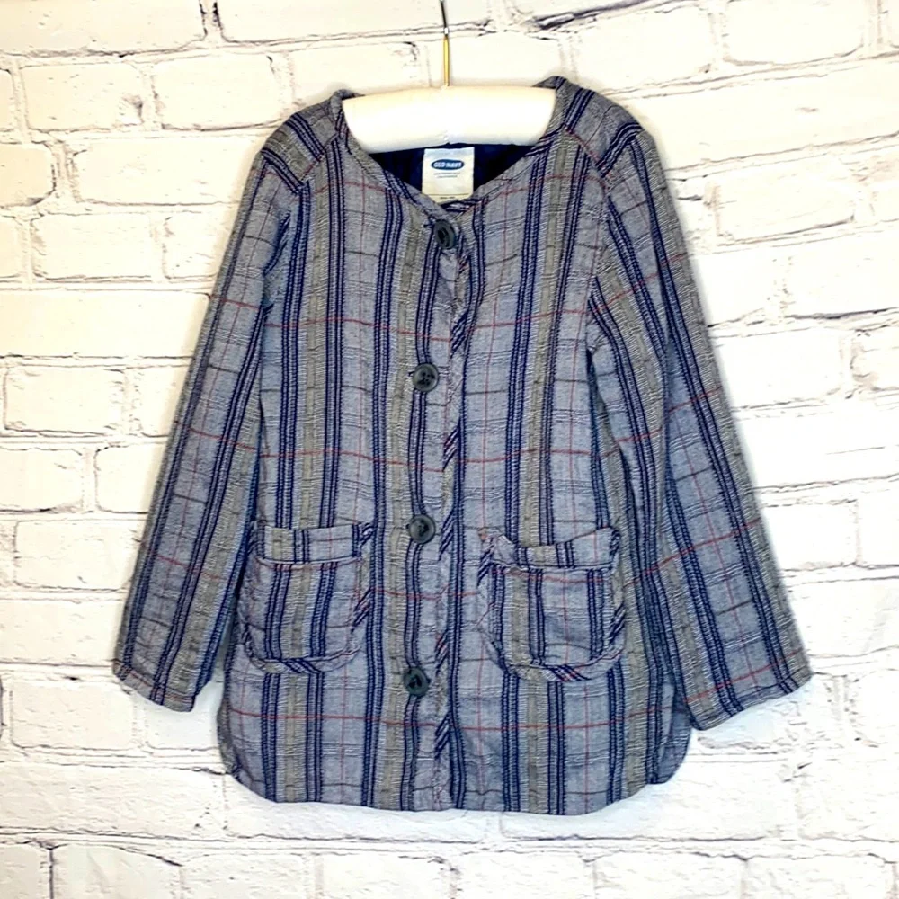 Old Navy Girl's Blue Plaid Jacket Size 5T